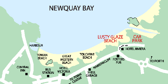 Map to Lusty Glaze Beach