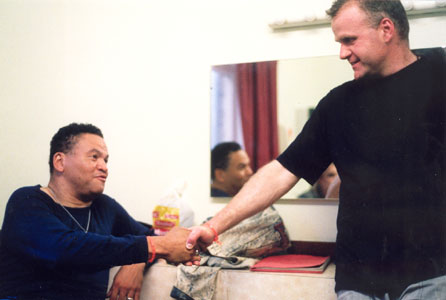 Sherman Robertson and Mike Hellier at the Great British Rn'B Festival, Colne 2004. Photo copyright and thanks to Simon Redley - kudosphotos@aol.com